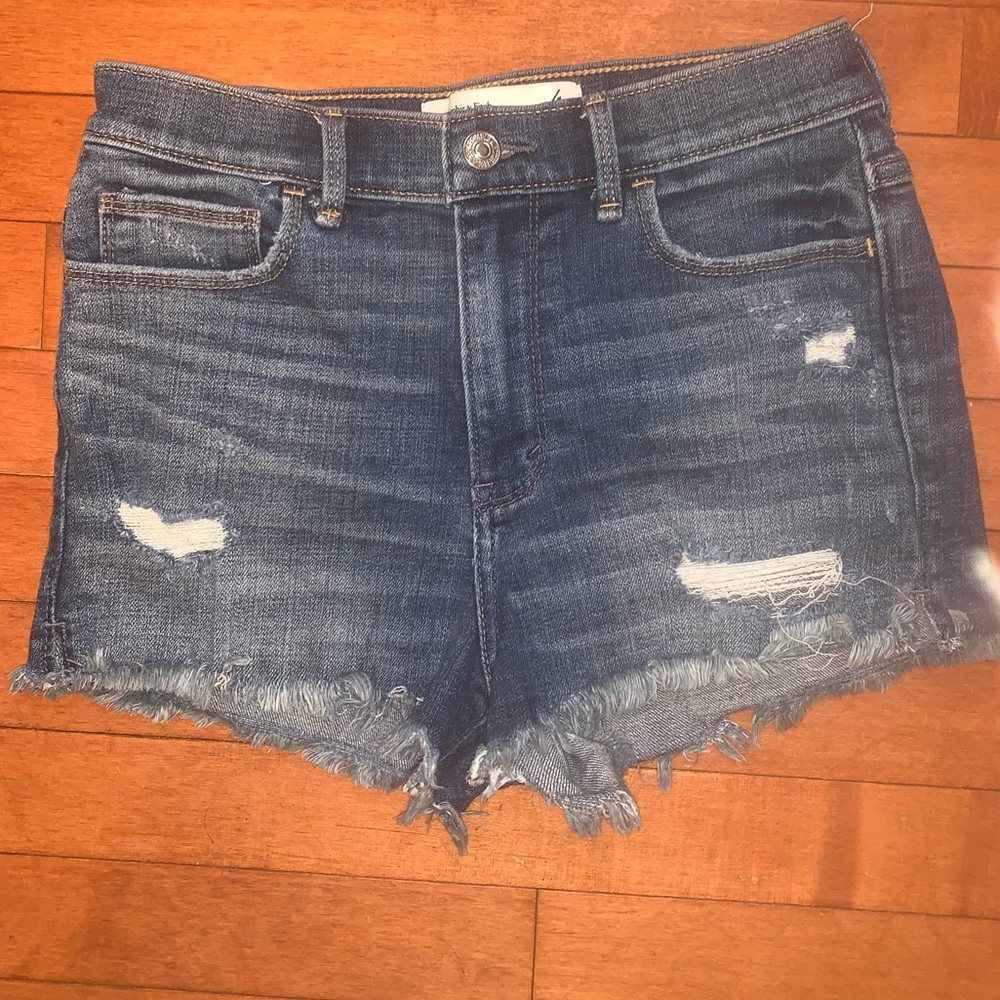 Abercrombie High Rise Distressed Jean Shorts